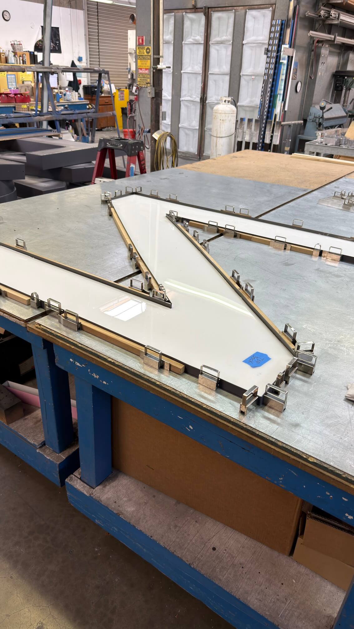 Sign panels on cutting table